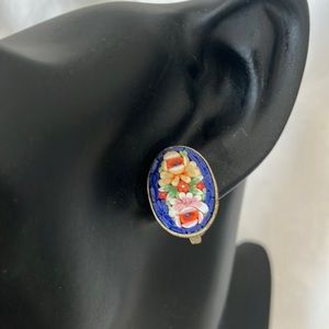 Italian Micro Mosaic Hand-Made Screw-on Earrings